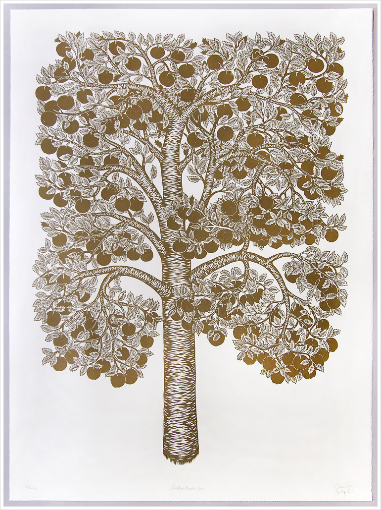 Tugboat Printshop Golden Apple Tree Woodblock Print