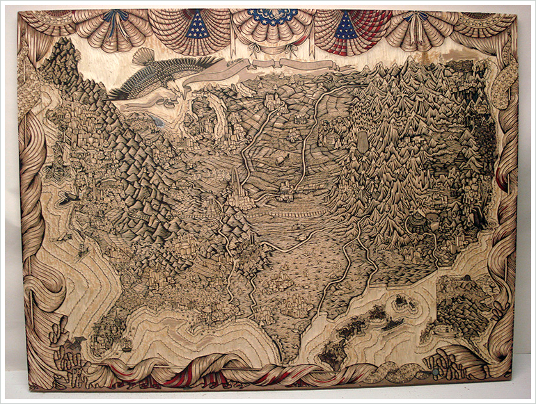 America the Beautiful Woodcut Print by Tugboat Printshop