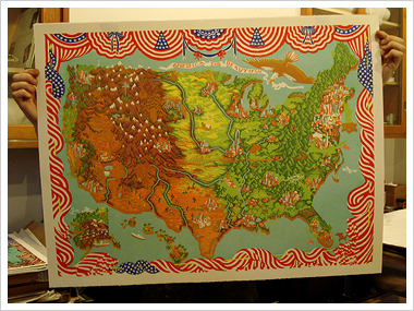 America the Beautiful Woodcut Print by Tugboat Printshop