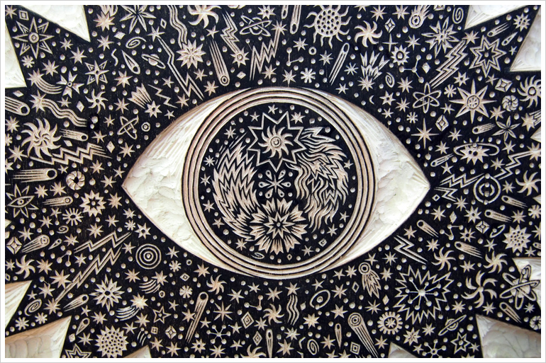 "ALL SEEING EYE" Woodcut Print, Woodblock Print by Valerie Lueth | Tugboat Printshop