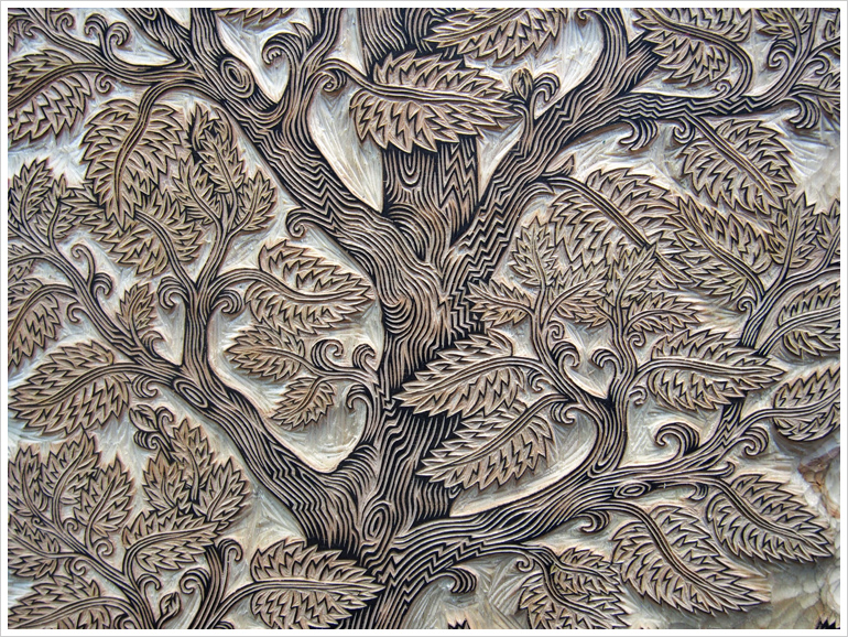 "BRANCHING" Tree Woodcut (Detail)