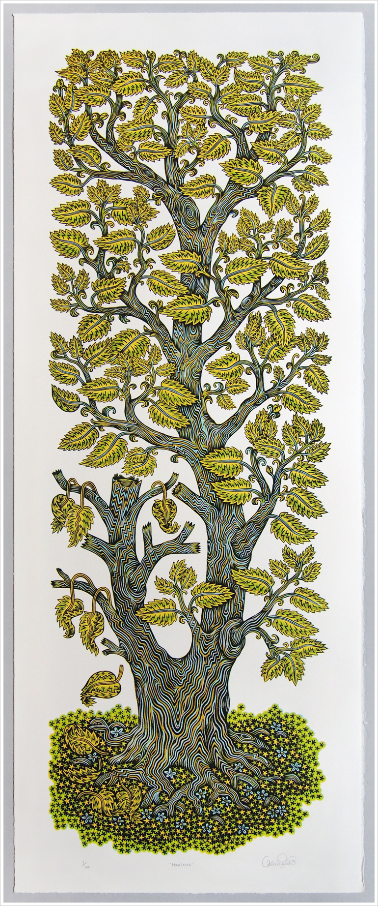 "BRANCHING" Woodcut Print from 4 Blocks | Valerie Lueth, Tugboat Printshop