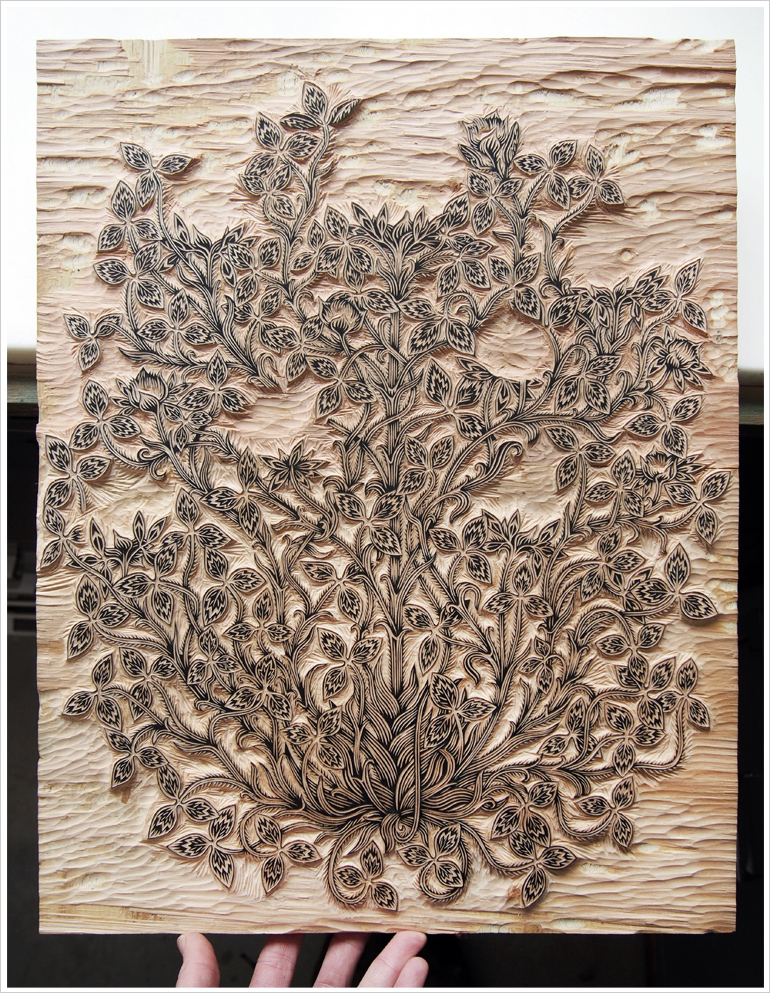 "CLOVER BLOSSOMS" Woodcut Print, Woodblock Print by Valerie Lueth | Tugboat Printshop