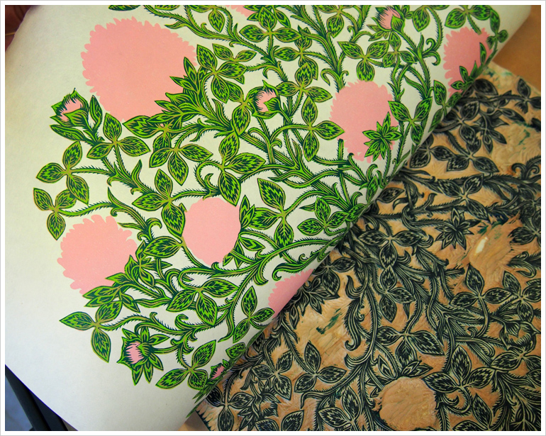 "CLOVER BLOSSOMS" Printing a Woodblock | Tugboat Printshop