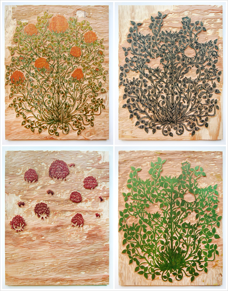 "CLOVER BLOSSOMS" Woodcuts | Tugboat Printshop, Valerie Lueth