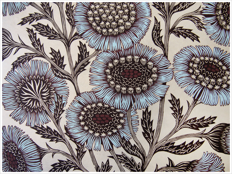 "DAISY BOUQUET" Woodcut Print, Woodblock Print by Tugboat Printshop (detail)