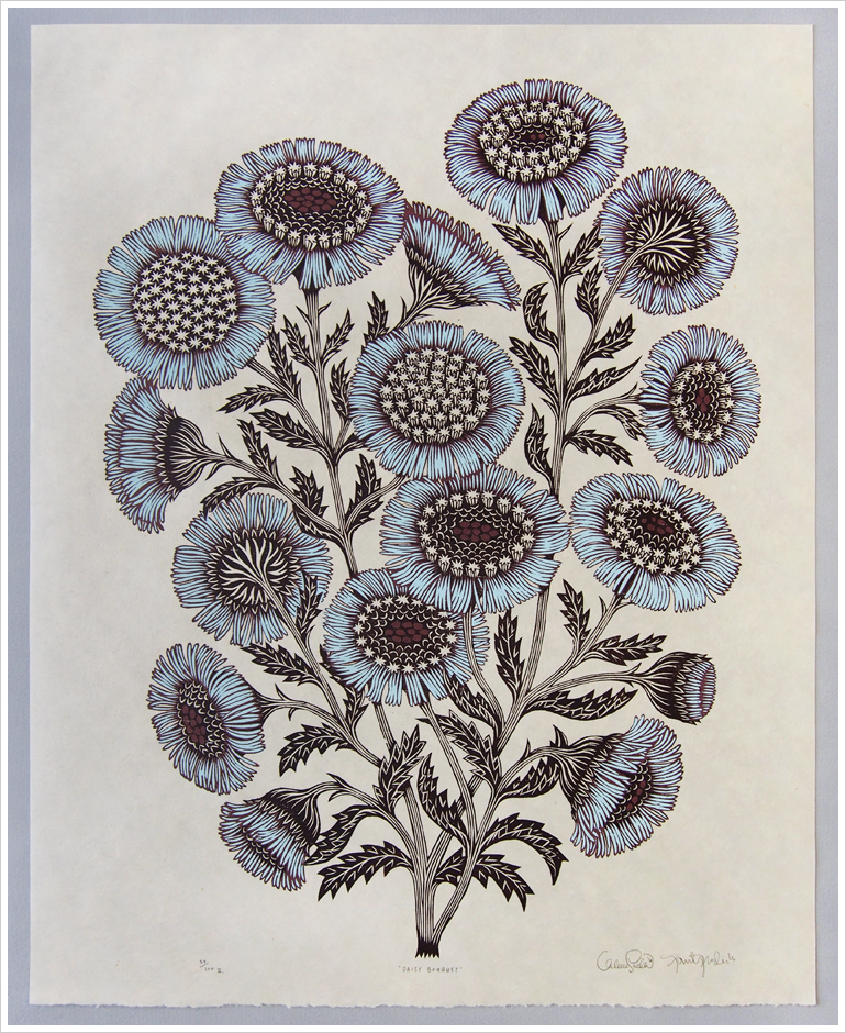 "DAISY BOUQUET" Woodcut Print by Tugboat Printshop