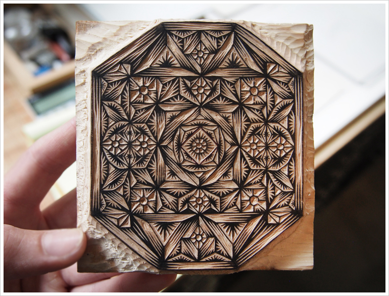 "JEWEL" Woodcut-in-Progress by Valerie Lueth | Tugboat Printshop