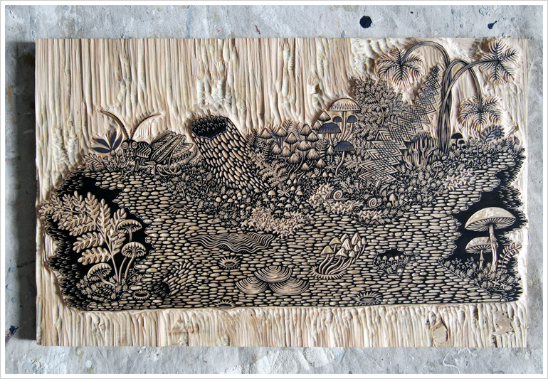 LOG Woodcut Print, Woodblock Print by Tugboat Printshop