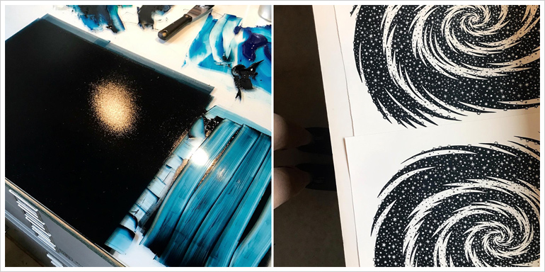 Printing "STARDUST" Woodcut