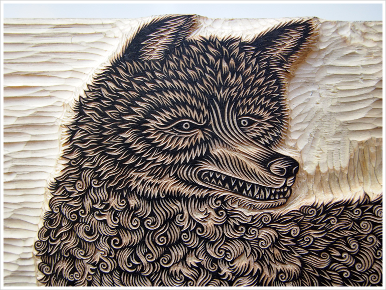 Tugboat Printshop: “The Wolf” Woodcut Print by Valerie Lueth | Tugboat