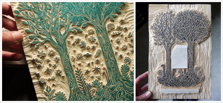 "TOGETHER TREES" Woodblocks by Valerie Lueth | Tugboat Printshop