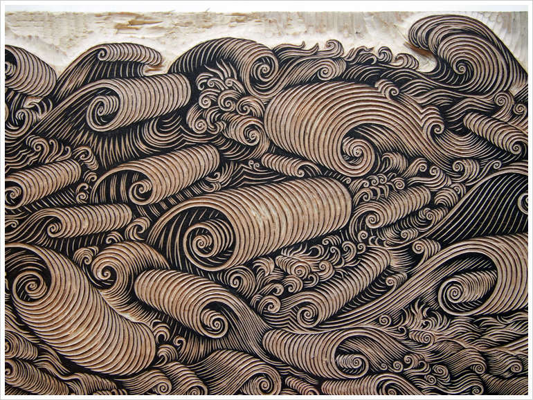 "WAVES" Woodcut by Tugboat Printshop