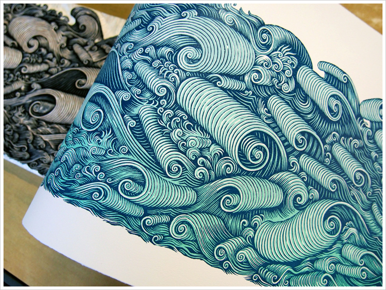 "WAVES" Woodcut | Printing | Click for more info!