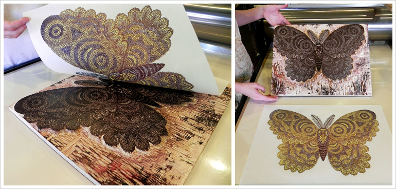 Printing the "MOTH" Woodcut by Tugboat Printshop